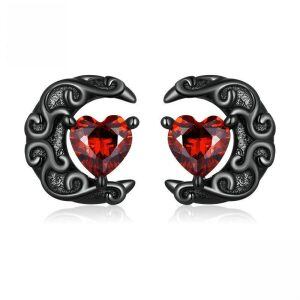 Sterling Silver Gothic Moon Stud Earrings-0