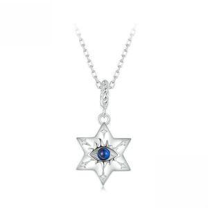 Sterling Silver Star Evil Eye Necklace Pendant Necklace-0