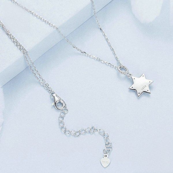 Sterling Silver Star Evil Eye Necklace Pendant Necklace-2