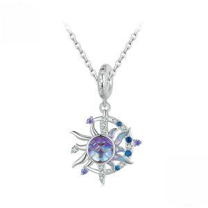 Sterling Silver Enamel Sun And Moon Pendant Necklace-0