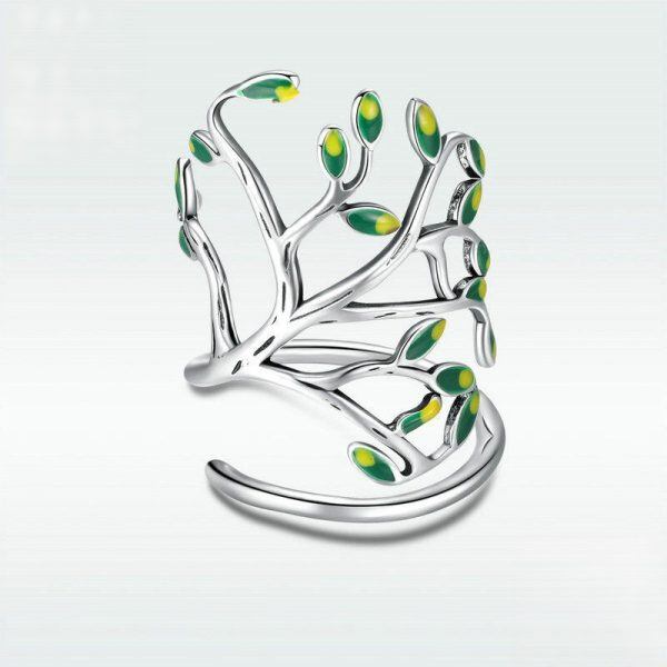 Sterling Silver Enamel Tree of Life Eternity Rings-2