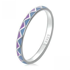 Sterling Silver Colorful Enamel Triangle Stacking Rings-0