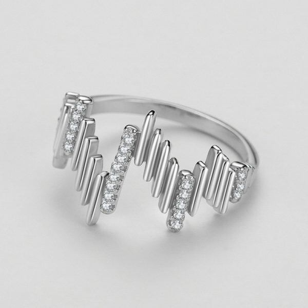 Sterling Silver Irregular Line Stacking Rings-3