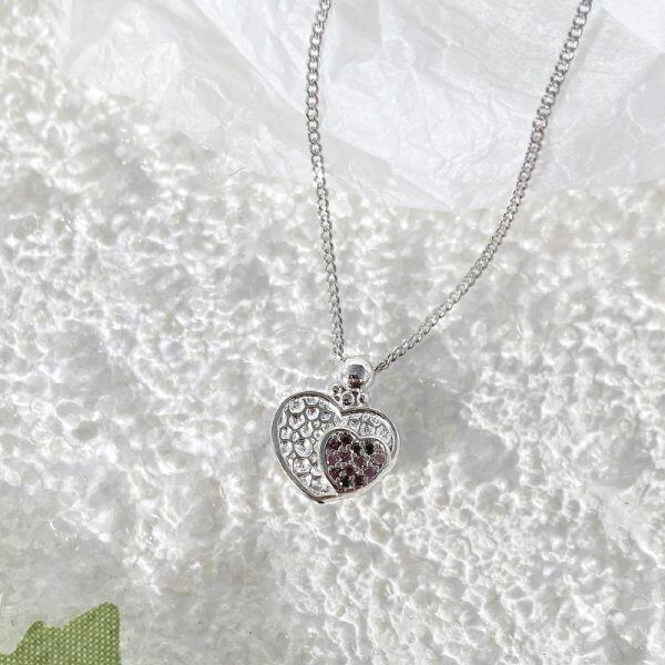 Sterling Silver Heart Perfume Bottle Pendant Necklace-2