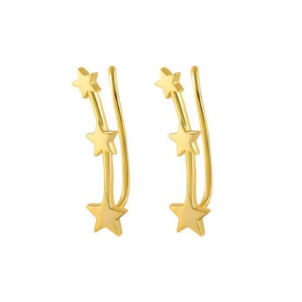 Sterling Silver Gold Plated Star Ear Climbers-0