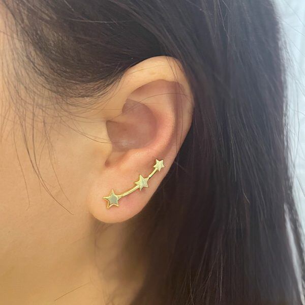 Sterling Silver Gold Plated Star Ear Climbers-2