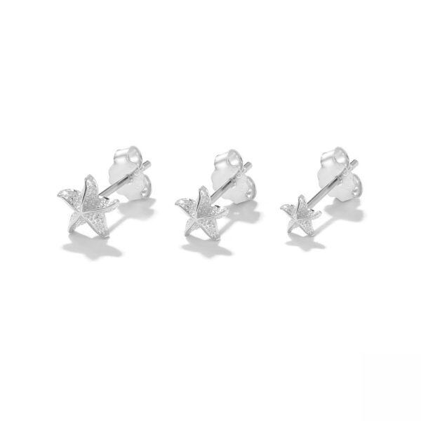 Sterling Silver Starfish Stud Earrings-1