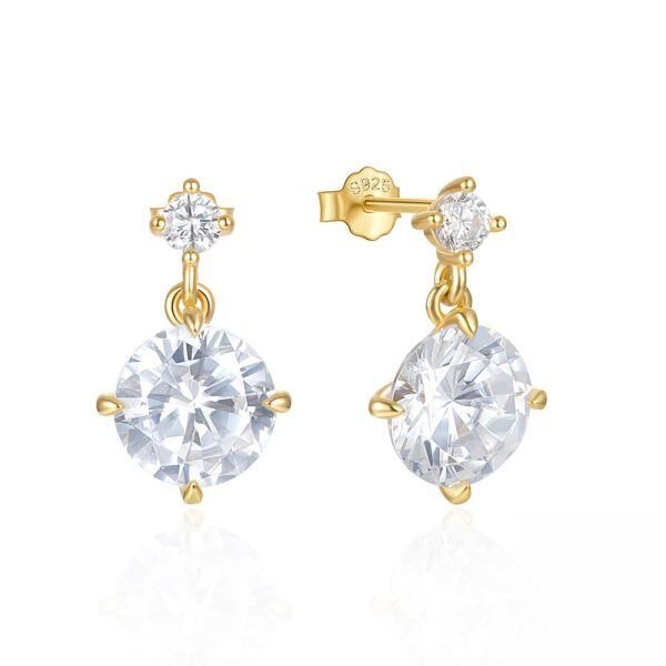 Sterling Silver Sparkling CZ Stud Earrings-0