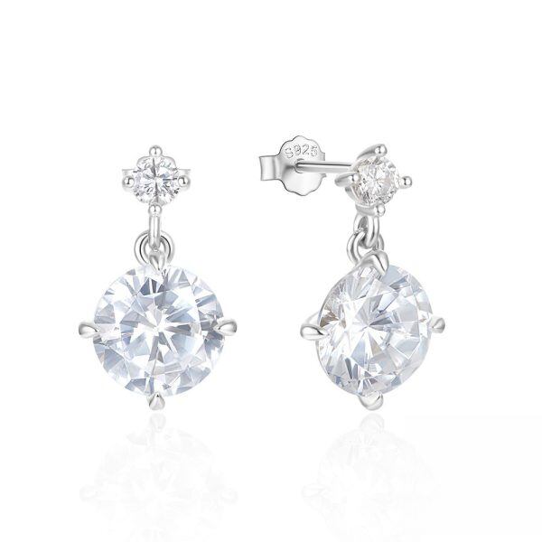 Sterling Silver Sparkling CZ Stud Earrings-1