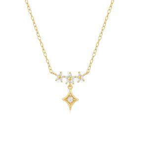 Sterling Silver Twinkling Zircon Star Pendant Necklace-0