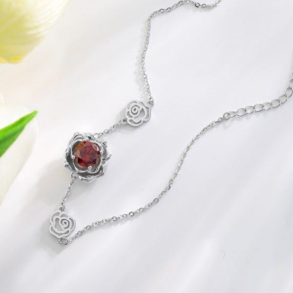 Sterling Silver Red Rose Chain Bracelets-4