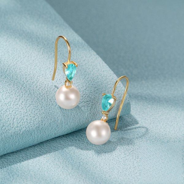 Sterling Silver Pearl Huggie Earrings-1