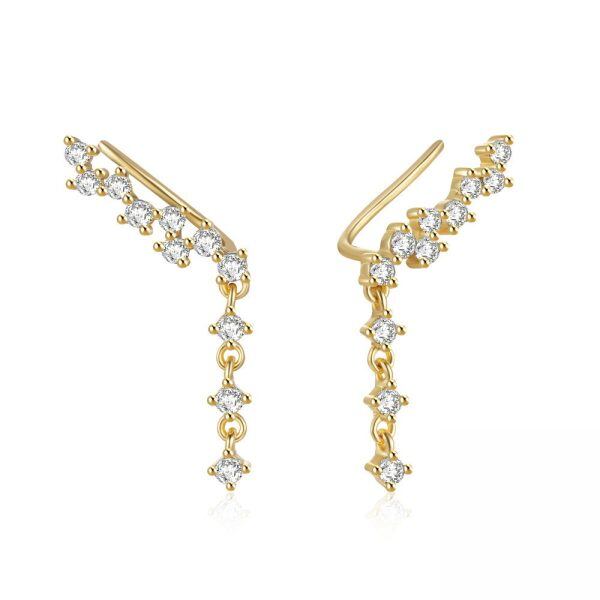 Sterling Silver Sparkling Cubic Zircon Drop Ear Climbers-0