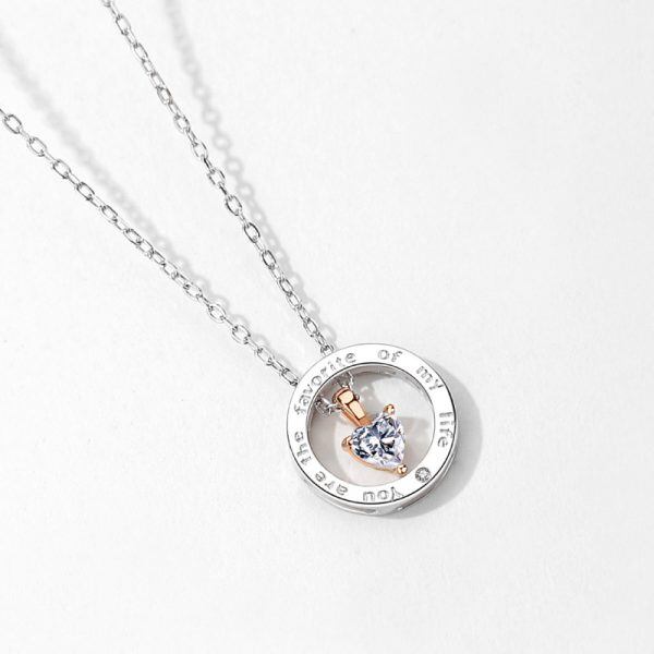 Sterling Silver Engraved Circle Pendant Necklace-2