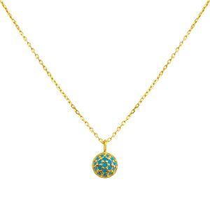 Sterling Silver Turquoise Hydrangea Pendant Necklace-0