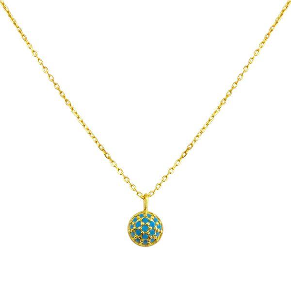 Sterling Silver Turquoise Hydrangea Pendant Necklace-0