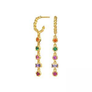 Sterling Silver Multicolored Cubic Zircon Hoop Earrings-0