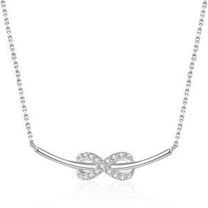 Sterling Silver Bow Pendant Necklace-0