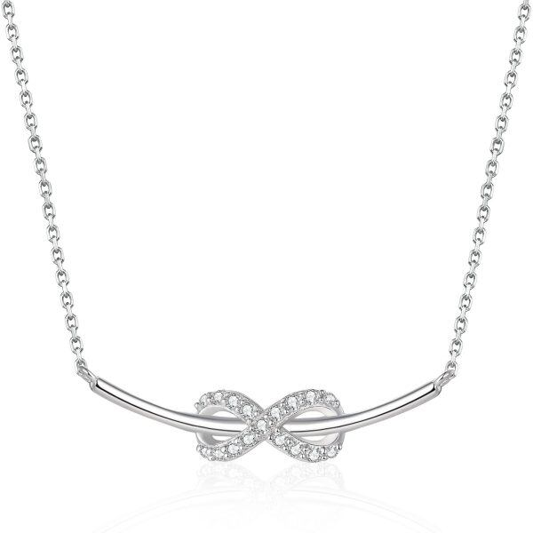 Sterling Silver Bow Pendant Necklace-0