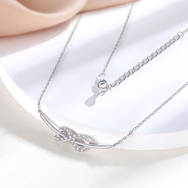 Sterling Silver Bow Pendant Necklace-1