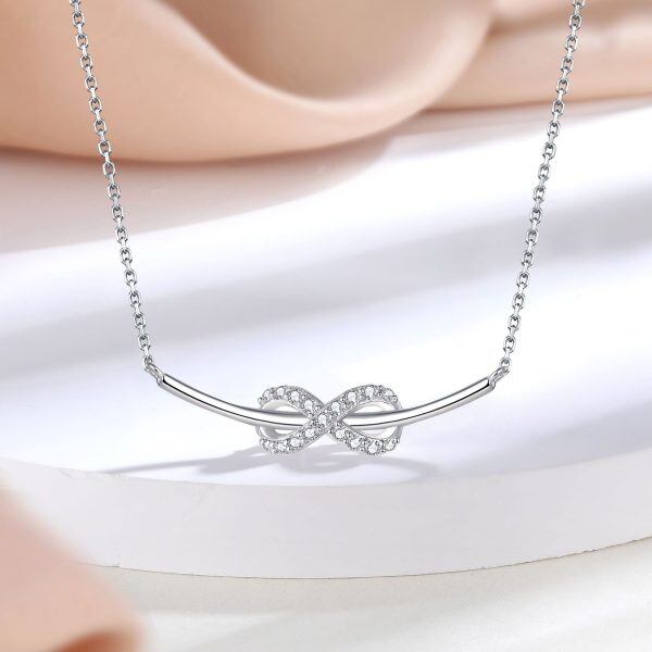 Sterling Silver Bow Pendant Necklace-4