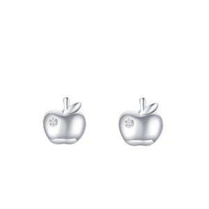 Sterling Silver Apple Stud Earrings-0