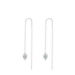 Sterling Silver Shining CZ Threader Earrings-0