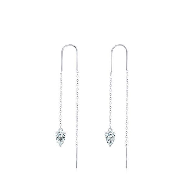 Sterling Silver Shining CZ Threader Earrings-0