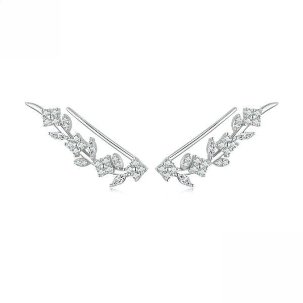 Sterling Silver Leaf Ear Climbers-0