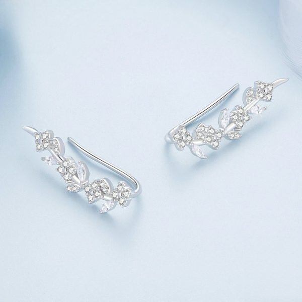 Sterling Silver Leaf Ear Climbers-2