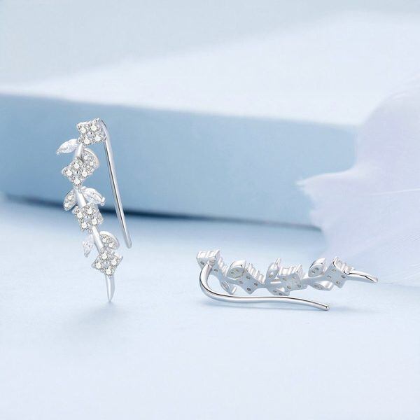 Sterling Silver Leaf Ear Climbers-3