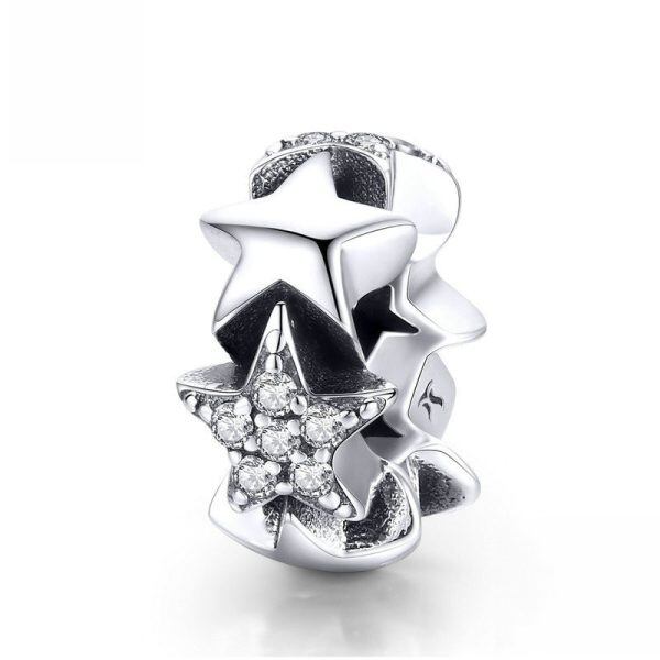 Sterling Silver Star Beads Charms-0