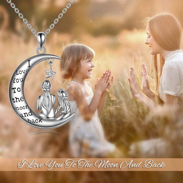 Sterling Silver Mother Daughter Pendant Necklaces-2