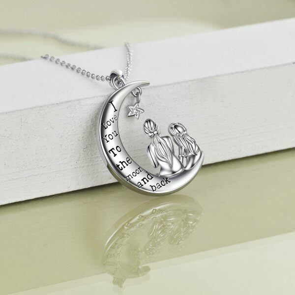 Sterling Silver Mother Daughter Pendant Necklaces-4