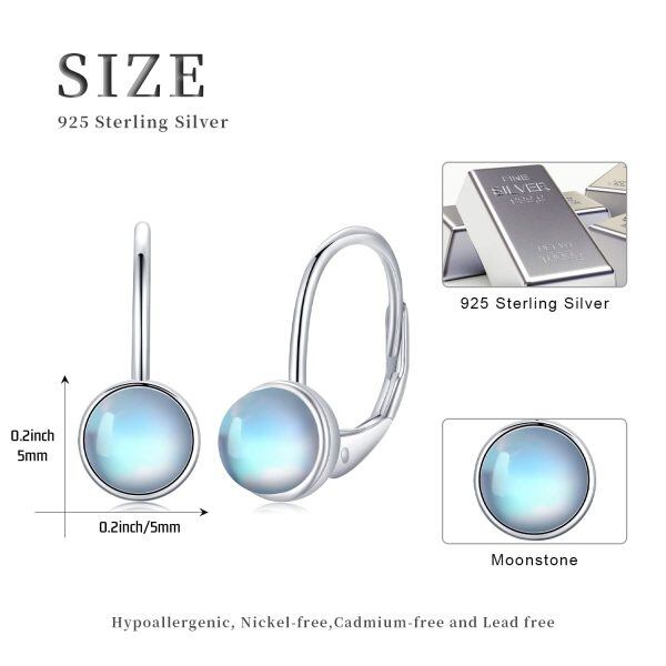 Sterling Silver Moonstone Hoop Earrings-1