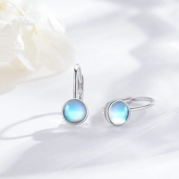 Sterling Silver Moonstone Hoop Earrings-3