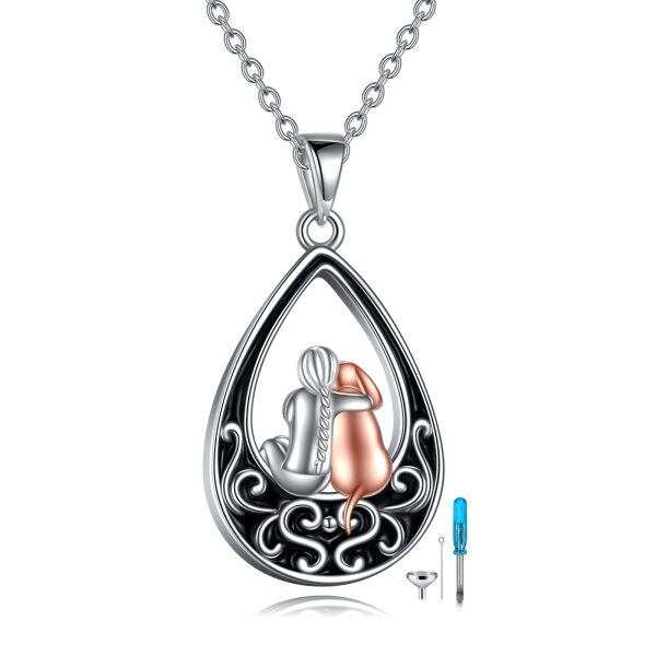 Sterling Silver Girl And Dog Urn Necklace-0