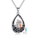 wholesale 925 Sterling Silver Teardrop Memorial Keepsake Pendant with Rose Gold Angel and Cross Design-0-0