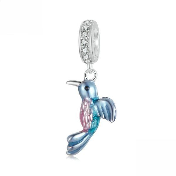 Sterling Silver Enamel Bird Beads Charms-0