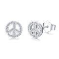 wholesale 925 Sterling Silver 7mm Small Simple Round Peace Sign Stud Earrings Hypoallergenic for Women and Men-0-0