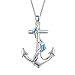 wholesale 925 Sterling Silver Dolphin Blue Opal Anchor Pendant Necklace & Earring Set - Nautical Sailor s for Women and Girls-0-2