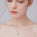 wholesale 925 Sterling Silver Dolphin Blue Opal Anchor Pendant Necklace & Earring Set - Nautical Sailor s for Women and Girls-0-4