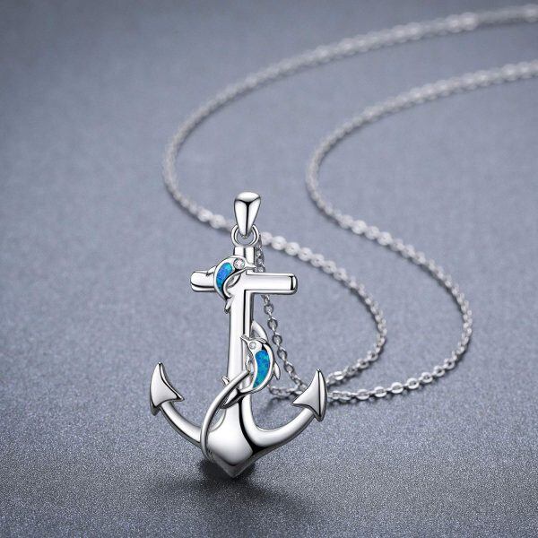 Sterling Silver Nautical Anchor Pendant Necklace-6