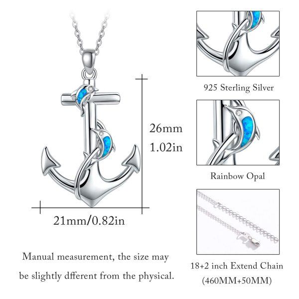 Sterling Silver Nautical Anchor Pendant Necklace-12