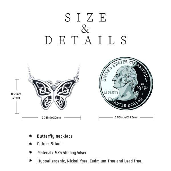 Sterling Silver Celtic Butterfly Pendant Necklace-1