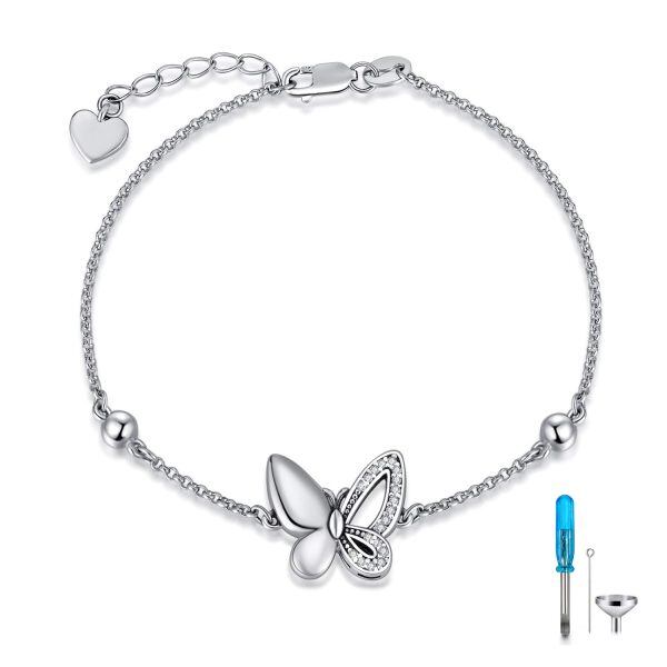 Sterling Silver Butterfly Urn Chain Bracelets-0