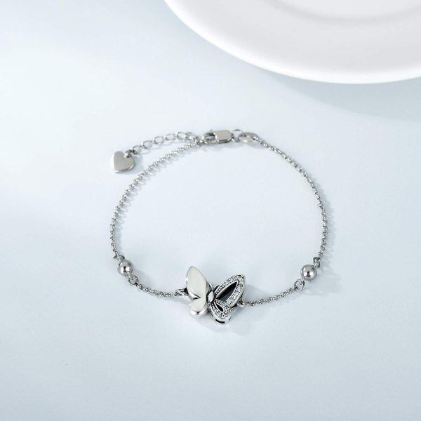 Sterling Silver Butterfly Urn Chain Bracelets-3