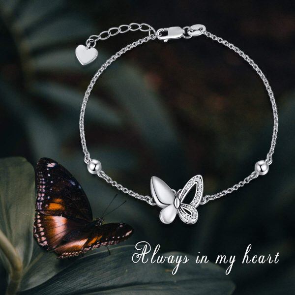 Sterling Silver Butterfly Urn Chain Bracelets-5