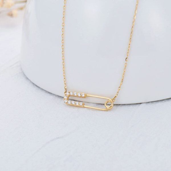 Sterling Silver 14K Gold Paperclip Pendant Necklaces-4