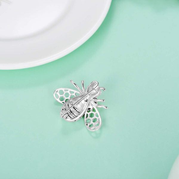 Sterling Silver Honey Bee Brooch With Sunflower-4